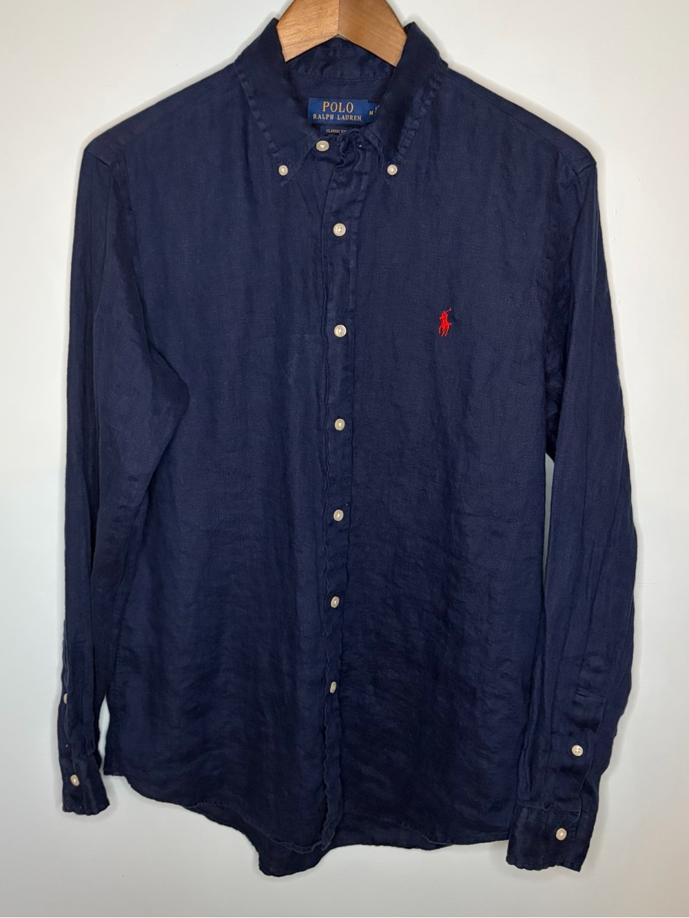 Polo Ralph Lauren Classic Fit Linen Long Sleeve Shirt Men's Medium Blue